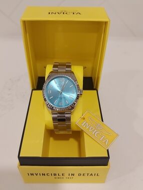Invicta Stainless Steel Men's Watch with Turquoise Dial